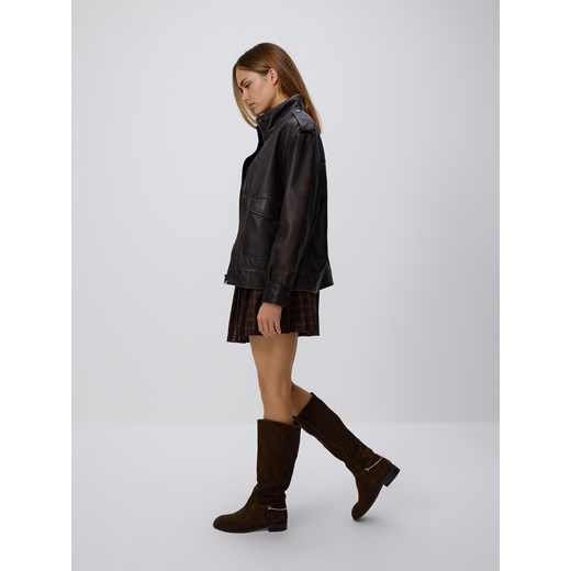 Reserved - Zamszowe kozaki - ciemnobrązowy ze sklepu Reserved w kategorii Kozaki damskie - zdjęcie 186797473