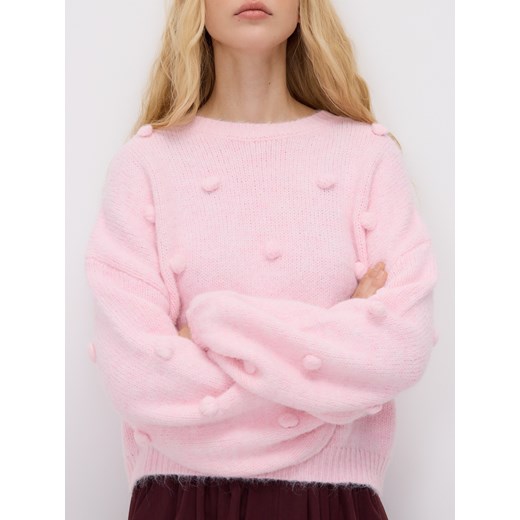 Reserved - Sweter z ozdobnymi aplikacjami - różowy ze sklepu Reserved w kategorii Swetry damskie - zdjęcie 186797733