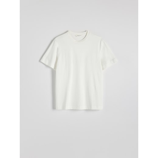 Reserved - T-shirt regular z merceryzowanej bawełny - złamana biel Reserved M wyprzedaż Reserved