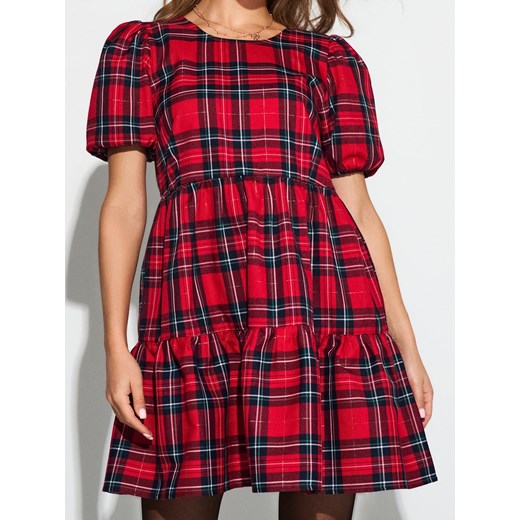 Sinsay - Sukienka mini w kratę - wielobarwny Sinsay M Sinsay