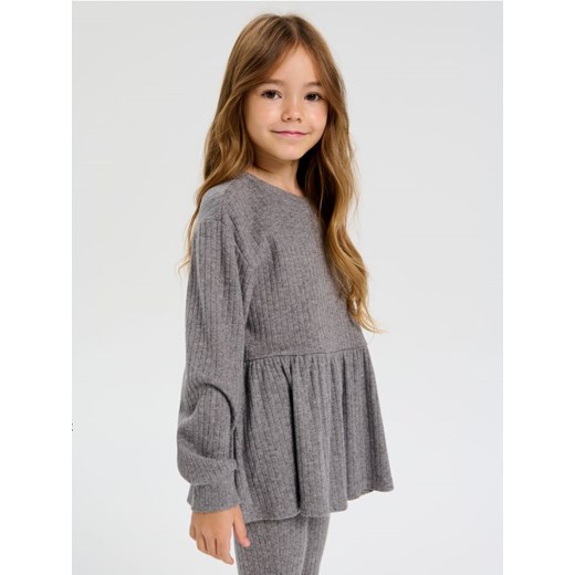 Sinsay - Prążkowana bluza crewneck - szary ze sklepu Sinsay w kategorii Bluzy dziewczęce - zdjęcie 186799181