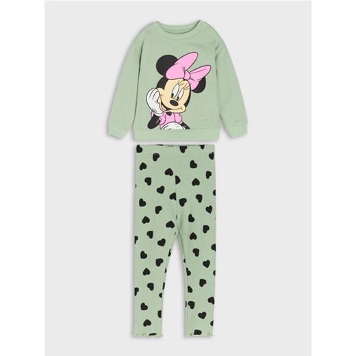 Sinsay - Komplet: bluza i legginsy Minnie Mouse - zielony ze sklepu Sinsay w kategorii Komplety dziewczęce - zdjęcie 186799200