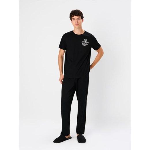 Sinsay - Bawełniana piżama dwuczęściowa - czarny ze sklepu Sinsay w kategorii Piżamy męskie - zdjęcie 186799244