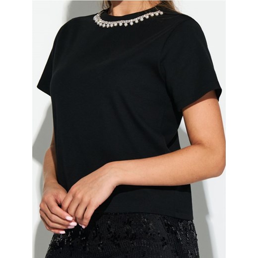 Sinsay - Koszulka z ozdobnymi cekinami - czarny ze sklepu Sinsay w kategorii Bluzki damskie - zdjęcie 186799253