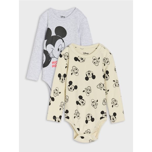 Sinsay - Bawełniane body 2 pack Mickey Mouse - szary - id: 8212E-09M - marki Sinsay - 186799282 Sinsay - Bawełniane body 2 pack Mickey Mouse - szary ze sklepu Sinsay w kategorii Body niemowlęce - zdjęcie 186799282
