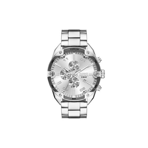 Zegarek Diesel Spiked Chronograph DZ4677 Srebrny ze sklepu eobuwie.pl w kategorii Zegarki - zdjęcie 186799451