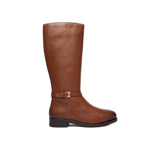 Tommy Hilfiger Kozaki Th Buckle Riding Lthr Long Boot FW0FW08873 Brązowy ze sklepu MODIVO w kategorii Kozaki damskie - zdjęcie 186800181