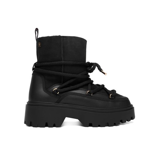 Tommy Hilfiger Śniegowce Real Shearling Laceup Snowboot FW0FW08996 Czarny - id: 0000305551382 - marki Tommy Hilfiger - 186800184 Tommy Hilfiger Śniegowce Real Shearling Laceup Snowboot FW0FW08996 Czarny ze sklepu MODIVO w kategorii Śniegowce damskie - zdjęcie 186800184