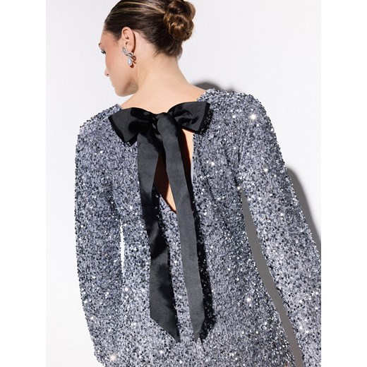 Mohito - Cekinowa sukienka mini - srebrny Mohito 42 Mohito