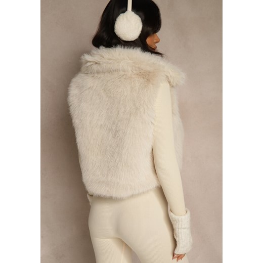 Beżowa Futerkowa Kamizelka z Kołnierzem i Kieszeniami Nenessa Renee M renee.pl