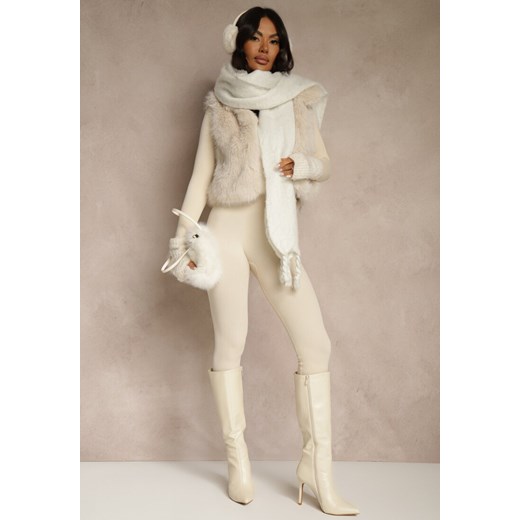 Beżowa Futerkowa Kamizelka z Kołnierzem i Kieszeniami Nenessa Renee S renee.pl