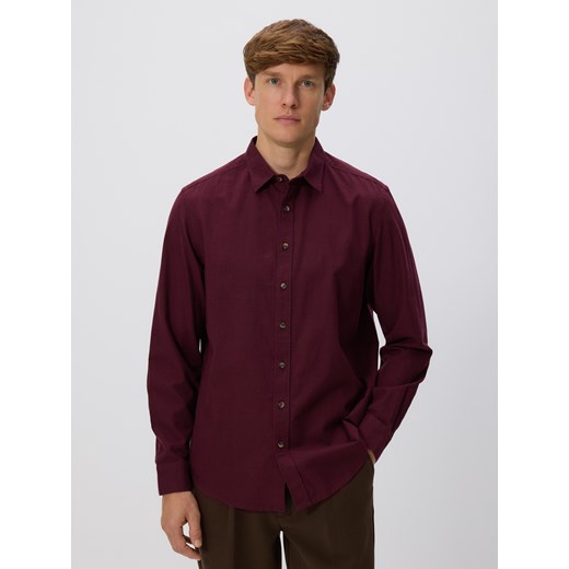 Reserved - Bawełniana koszula regular fit - bordowy ze sklepu Reserved w kategorii Koszule męskie - zdjęcie 186800861