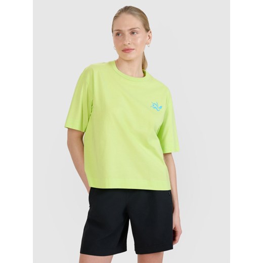 Damski t-shirt z nadrukiem 4F 4FWSS25TTSHF1967 - zielony ze sklepu Sportstylestory.com w kategorii Bluzki damskie - zdjęcie 186801280