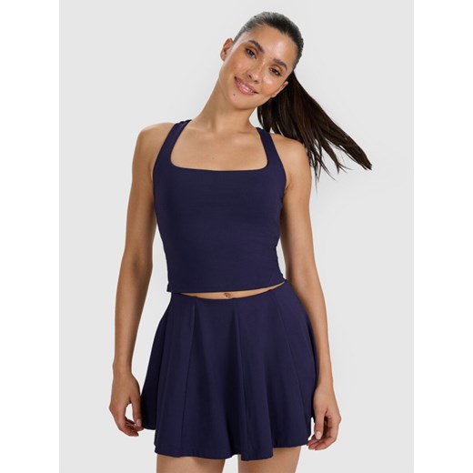 Damski crop top tenisowy 4F 4FRAW25TFSLF091 - granatowy ze sklepu Sportstylestory.com w kategorii Bluzki damskie - zdjęcie 186801341