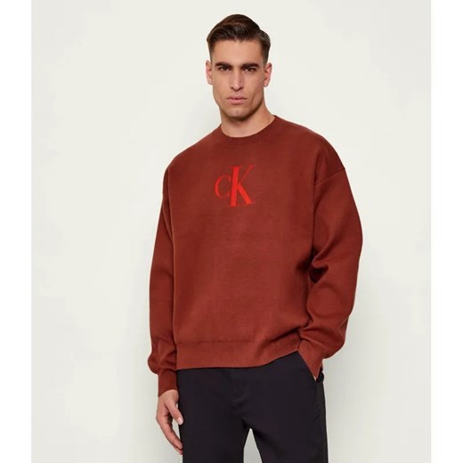Calvin Klein Jeans Sweter | Relaxed fit | z dodatkiem kaszmiru - id: CJ255M000065Y63 - marki Calvin Klein - 186801560 Calvin Klein Jeans Sweter | Relaxed fit | z dodatkiem kaszmiru ze sklepu Gomez Fashion Store w kategorii Swetry męskie - zdjęcie 186801560