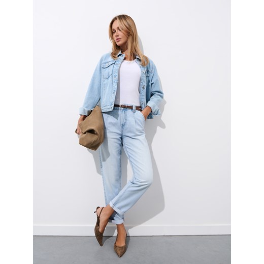Mohito - Jeansy chino slim z paskiem - niebieski ze sklepu Mohito w kategorii Jeansy damskie - zdjęcie 186802771