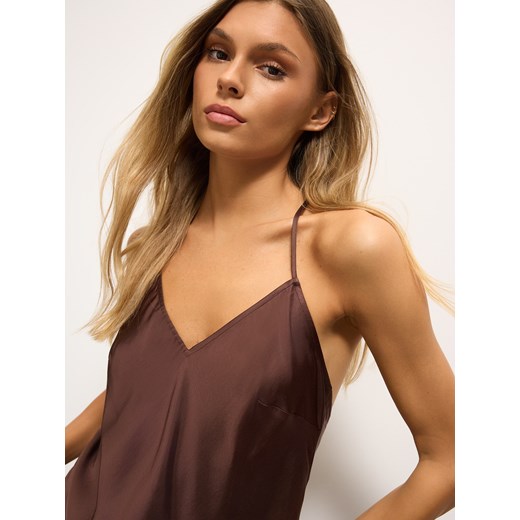 Mohito - Czekoladowy top od piżamy - ciemnobrązowy ze sklepu Mohito w kategorii Piżamy damskie - zdjęcie 186802843
