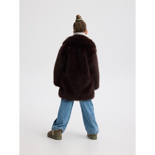 Reserved - Płaszcz ze sztucznego futerka - ciemnobrązowy Reserved 134/140 (8-9 lat) Reserved