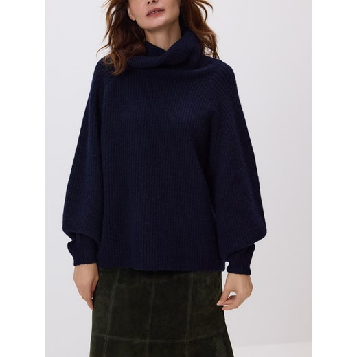Reserved - Sweter z wełną - granatowy ze sklepu Reserved w kategorii Swetry damskie - zdjęcie 186803231