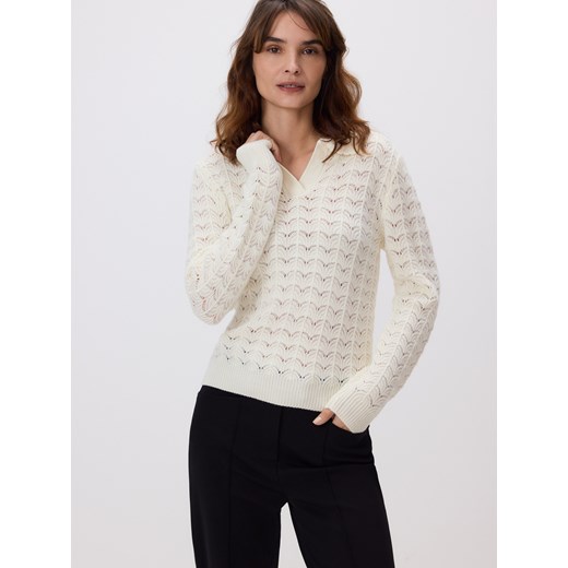 Reserved - Sweter z dodatkiem wełny - biały - id: 484IK-00X - marki Reserved - 186803342 Reserved - Sweter z dodatkiem wełny - biały ze sklepu Reserved w kategorii Swetry damskie - zdjęcie 186803342