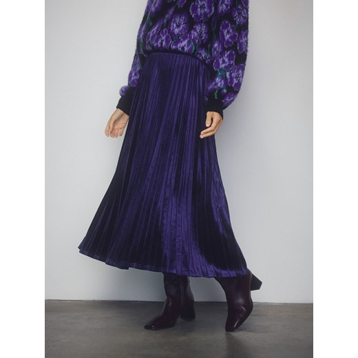 Reserved - Plisowana spódnica midi - granatowy ze sklepu Reserved w kategorii Spódnice - zdjęcie 186804650