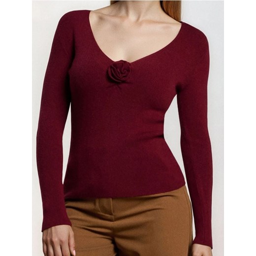 Sinsay - Sweter z dekoltem V - różowy - id: 440FJ-40X - marki Sinsay - 186805341 Sinsay - Sweter z dekoltem V - różowy ze sklepu Sinsay w kategorii Swetry damskie - zdjęcie 186805341