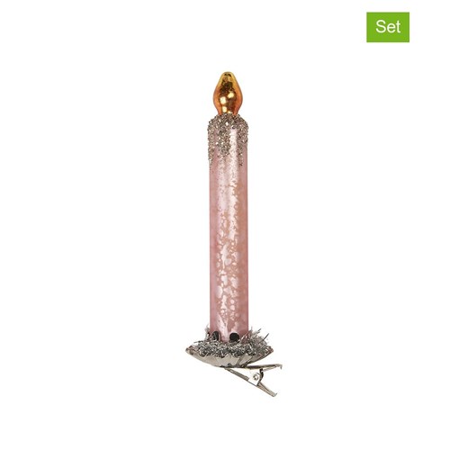 Clayre &amp; Eef Dekoracje świąteczne (2 szt.) w kolorze jasnoróżowym - wys. 14 x Ø 4 cm ze sklepu Limango Polska w kategorii Dekoracje bożonarodzeniowe - zdjęcie 186808673