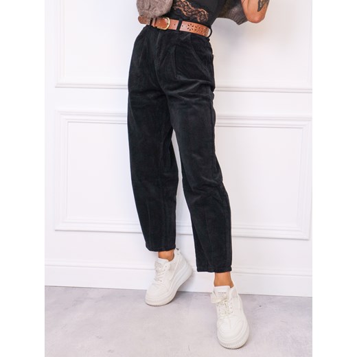 SPODNIE SZTRUKSOWE MOM FIT Z PRZESZYCIAMI NA DOLE NOGAWEK+ PASEK ze sklepu olika.com.pl w kategorii Spodnie damskie - zdjęcie 186811664
