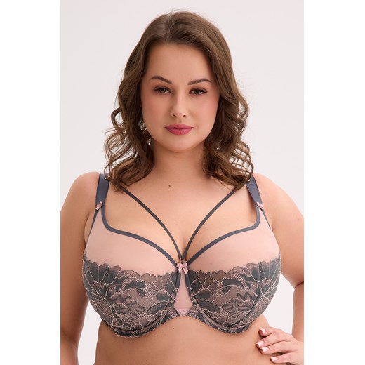 Biustonosz półusztywniany Gaia 1318M Priya Maxi grafitowo-różowy ze sklepu kontri.pl w kategorii Biustonosze - zdjęcie 186811960