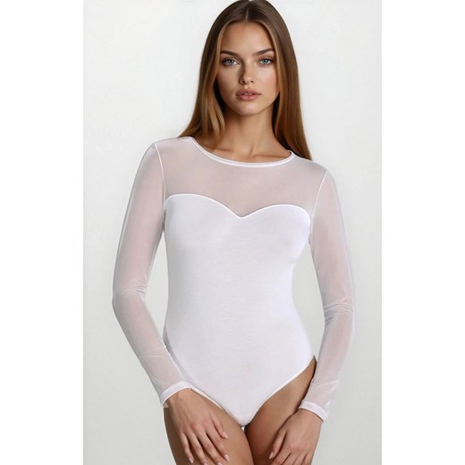 Białe body damskie z siateczką Willow 2407, Kolor biały, Rozmiar L, Teyli ze sklepu Intymna w kategorii Bluzki damskie - zdjęcie 186813592