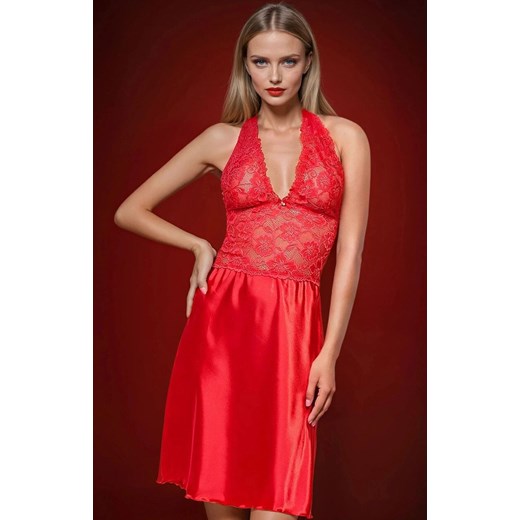 Czerwona koronkowa koszulka nocna Oda, Kolor czerwony, Rozmiar S, DKaren ze sklepu Intymna w kategorii Bielizna nocna - zdjęcie 186813692