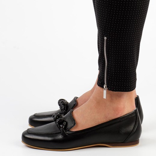 Czarne skórzane Polskie mokasyny damskie Simen 5164a ze sklepu suzana.pl w kategorii Mokasyny damskie - zdjęcie 186814494