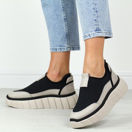 Szare skórzane półbuty damskie T.Sokolski w24-153 ze sklepu suzana.pl w kategorii Półbuty damskie - zdjęcie 186815001