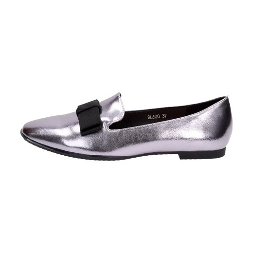 C.Srebrne półbuty damskie Sergio Leone Bl600 ze sklepu suzana.pl w kategorii Lordsy damskie - zdjęcie 186815092