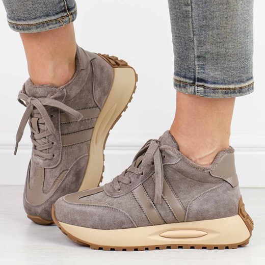 Beżowe skórzane sneakersy damskie na platformie T.Sokolski Z24-276 ze sklepu suzana.pl w kategorii Buty sportowe damskie - zdjęcie 186815194