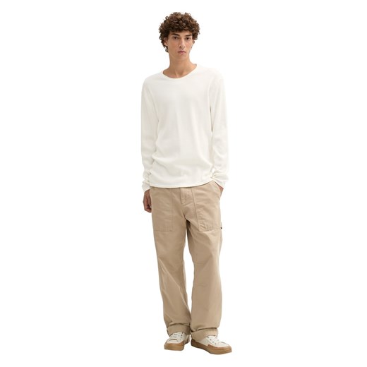 Tom Tailor Denim Damska dzianinowa koszulka z długim rękawem Kobiety Bawełna écru jednolity ze sklepu vangraaf w kategorii T-shirty męskie - zdjęcie 186815494