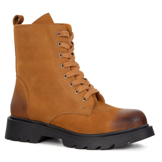 Skórzane botki nubukowe damskie ocieplane 0295-K7001 rude ze sklepu butyolivier w kategorii Półbuty damskie - zdjęcie 186815692