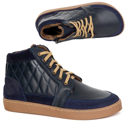 Buty damskie zimowe barefoot skórzane Z-B05 granatowe ze sklepu butyolivier w kategorii Botki - zdjęcie 186815750