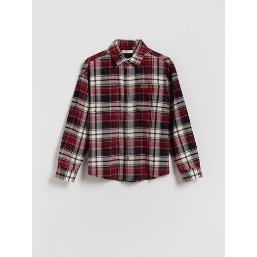 Reserved - Bawełniana koszula w kratę - bordowy ze sklepu Reserved w kategorii Koszule chłopięce - zdjęcie 186816140