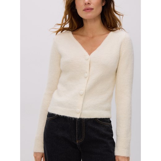 Reserved - Kardigan z alpaką - złamana biel - id: 071GS-01X - marki Reserved - 186816174 Reserved - Kardigan z alpaką - złamana biel ze sklepu Reserved w kategorii Swetry damskie - zdjęcie 186816174