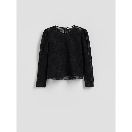 Reserved - Bluzka z haftem - czarny Reserved M Reserved