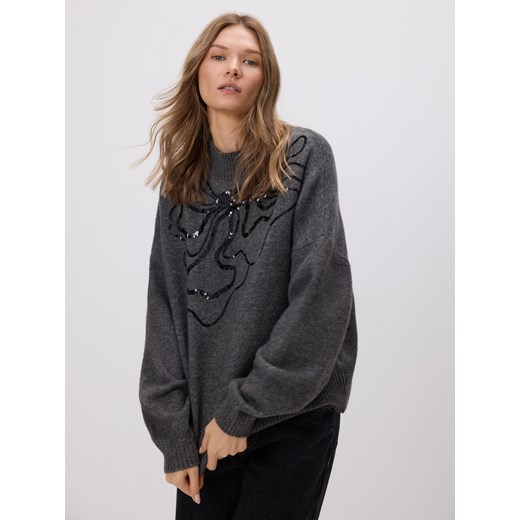 Reserved - Sweter z cekinowym wzorem - szary ze sklepu Reserved w kategorii Swetry damskie - zdjęcie 186816250
