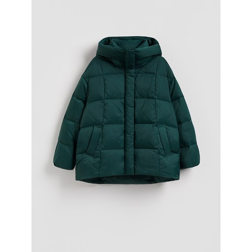 Reserved - Puchowa kurtka z kapturem - morski Reserved S Reserved