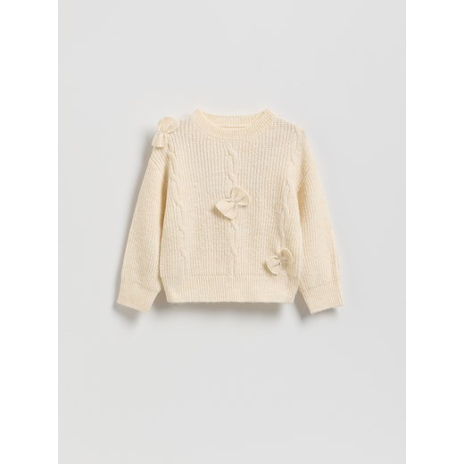 Reserved - Sweter z kokardkami - złamana biel - id: 768FH-01X - marki Reserved - 186816613 Reserved - Sweter z kokardkami - złamana biel ze sklepu Reserved w kategorii Swetry dziewczęce - zdjęcie 186816613