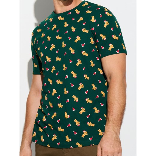 Sinsay - Bawełniana koszulka z motywem świątecznym - zielony Sinsay XS Sinsay