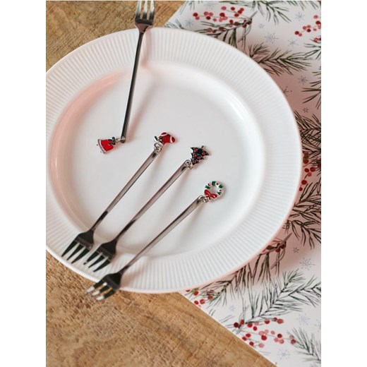 Sinsay - Widelczyki do ciasta ze świątecznymi zawieszkami 4 pack - srebrny ze sklepu Sinsay w kategorii Sztućce - zdjęcie 186817801
