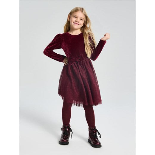 Sinsay - Sukienka babydoll z połyskiem - bordowy ze sklepu Sinsay w kategorii Sukienki dziewczęce - zdjęcie 186817832