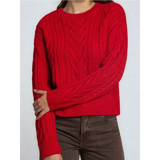 Sinsay - Strukturalny sweter - czerwony - id: 238FJ-33J - marki Sinsay - 186817844 Sinsay - Strukturalny sweter - czerwony ze sklepu Sinsay w kategorii Swetry damskie - zdjęcie 186817844