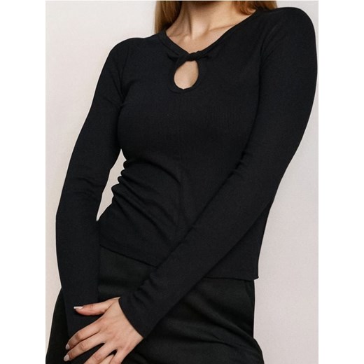 Sinsay - Prążkowana bluzka - czarny ze sklepu Sinsay w kategorii Bluzki damskie - zdjęcie 186817940