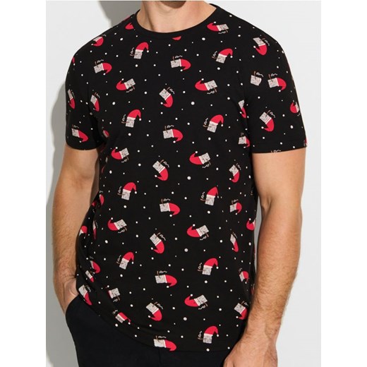 Sinsay - Bawełniana koszulka w motywie świątecznym - czarny ze sklepu Sinsay w kategorii T-shirty męskie - zdjęcie 186817973
